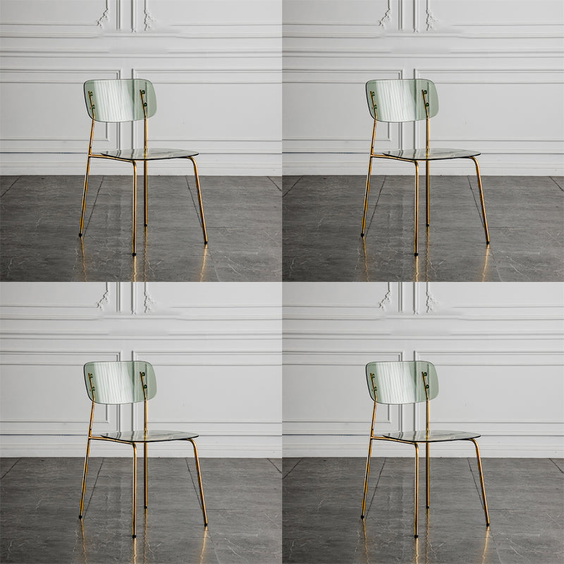 Glam Style Plastic Dining Armless Chairs Stacking Open Back Dining Chair