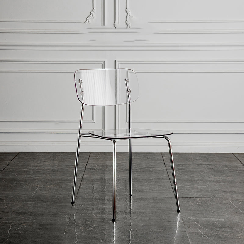 Glam Style Plastic Dining Armless Chairs Stacking Open Back Dining Chair