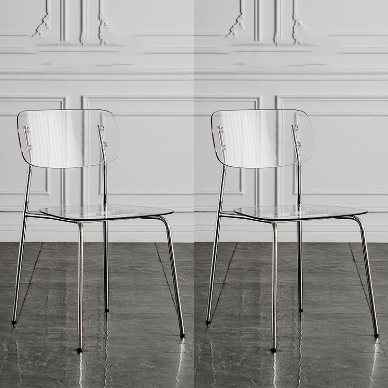 Glam Style Plastic Dining Armless Chairs Stacking Open Back Dining Chair