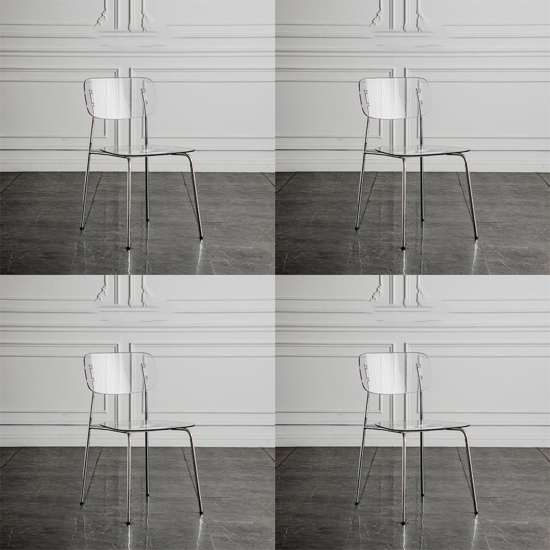 Glam Style Plastic Dining Armless Chairs Stacking Open Back Dining Chair