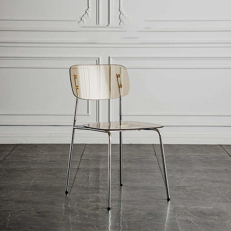 Glam Style Plastic Dining Armless Chairs Stacking Open Back Dining Chair