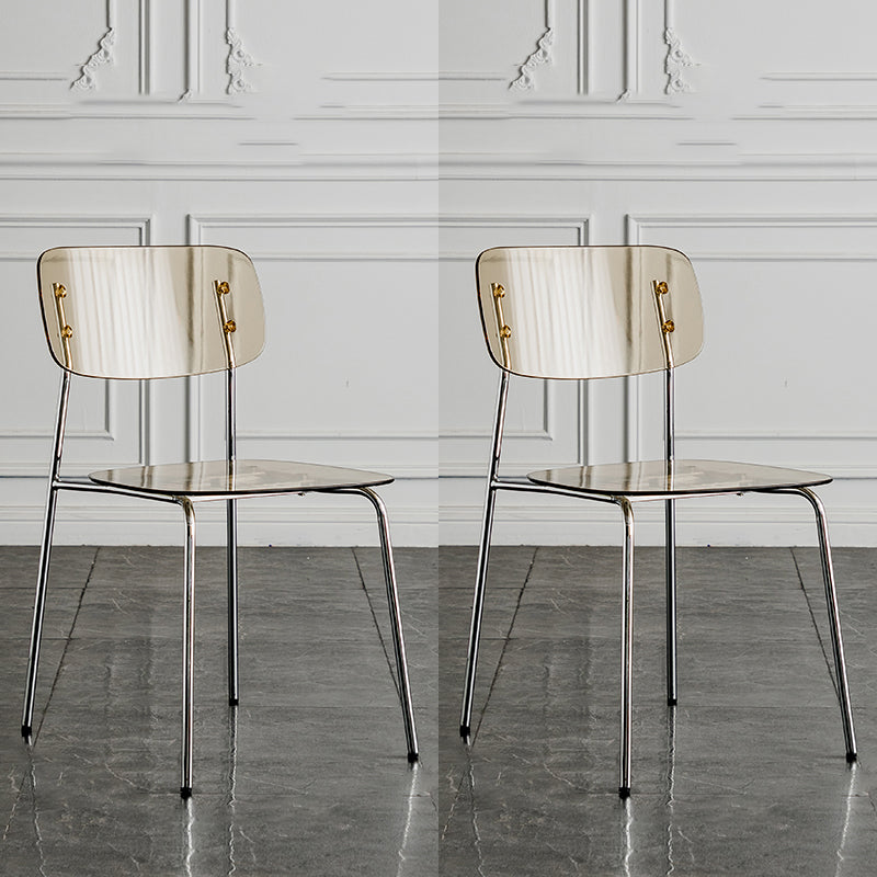 Glam Style Plastic Dining Armless Chairs Stacking Open Back Dining Chair