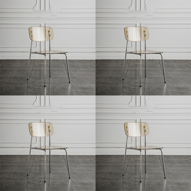 Glam Style Plastic Dining Armless Chairs Stacking Open Back Dining Chair