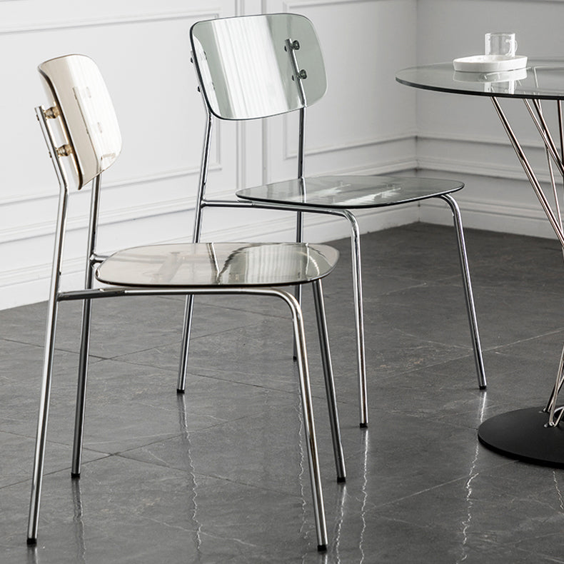 Glam Style Plastic Dining Armless Chairs Stacking Open Back Dining Chair