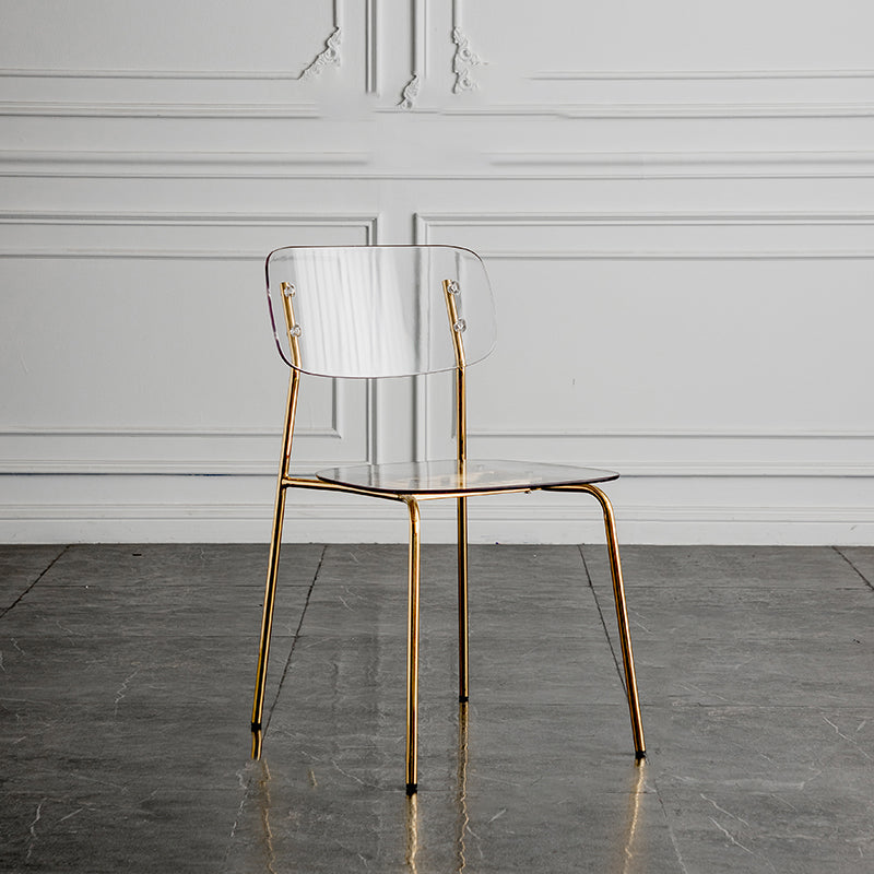 Glam Style Plastic Dining Armless Chairs Stacking Open Back Dining Chair