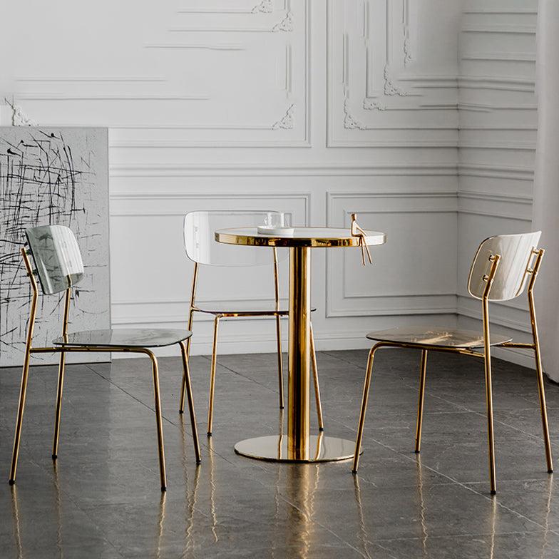 Glam Style Plastic Dining Armless Chairs Stacking Open Back Dining Chair