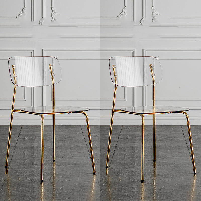 Glam Style Plastic Dining Armless Chairs Stacking Open Back Dining Chair