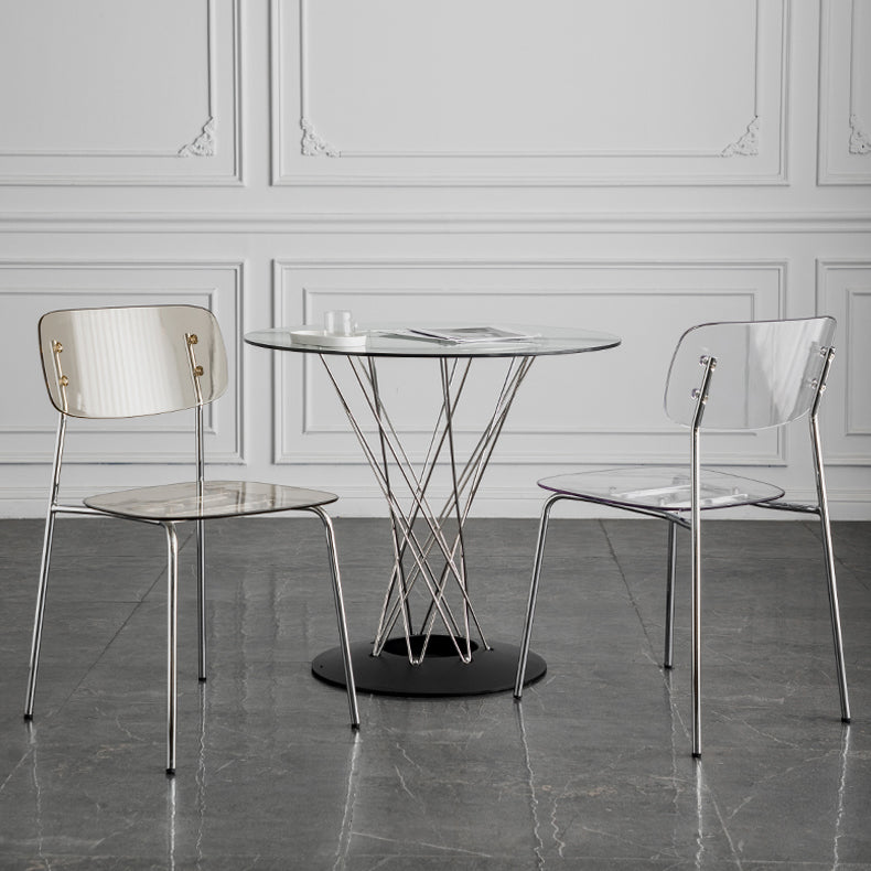 Glam Style Plastic Dining Armless Chairs Stacking Open Back Dining Chair