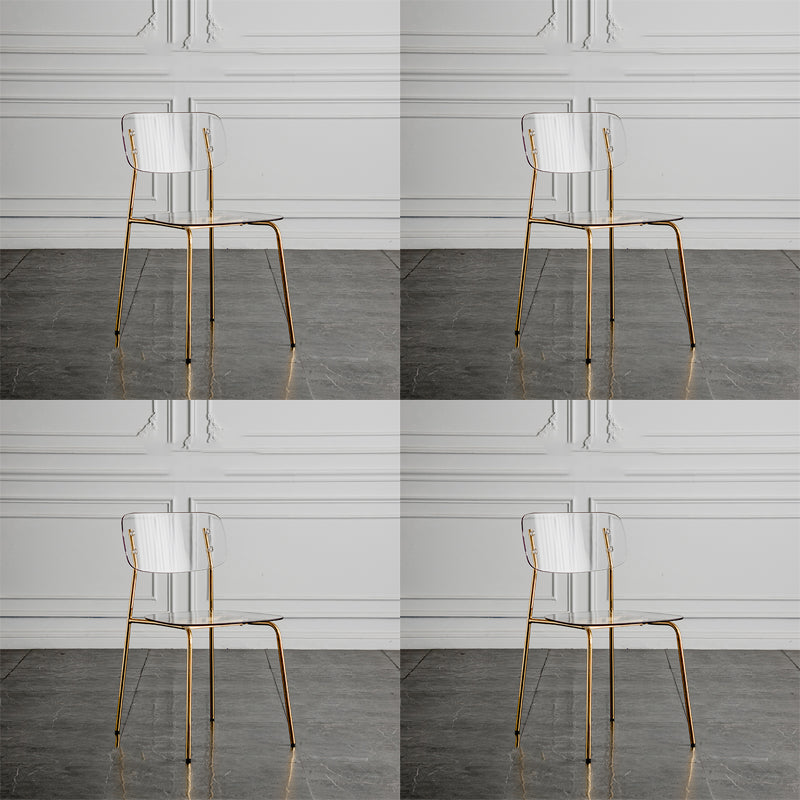 Glam Style Plastic Dining Armless Chairs Stacking Open Back Dining Chair