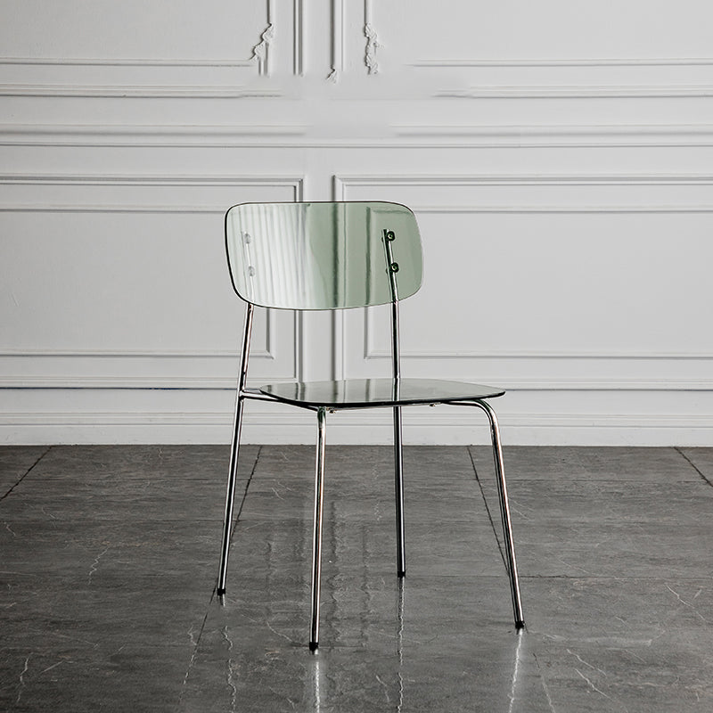 Glam Style Plastic Dining Armless Chairs Stacking Open Back Dining Chair