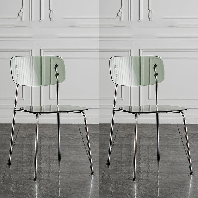 Glam Style Plastic Dining Armless Chairs Stacking Open Back Dining Chair