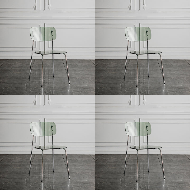 Glam Style Plastic Dining Armless Chairs Stacking Open Back Dining Chair