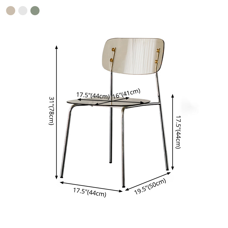 Glam Style Plastic Dining Armless Chairs Stacking Open Back Dining Chair