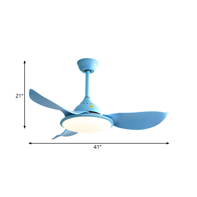 Cerchio acrilico semifulto semplice semplice 41 "W a ventola a ciondolo blu a LED in luce a 3 colori con/senza conversione di frequenza, 3 lame