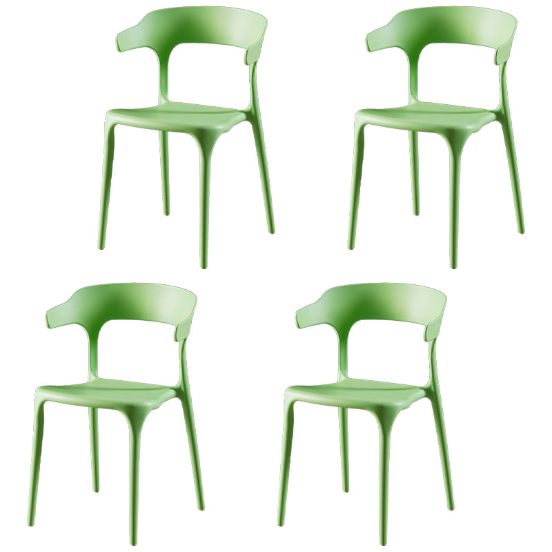 Sillas de comedor de plástico sin brazos, sillas auxiliares de comedor apilables escandinavas (juego de 4)