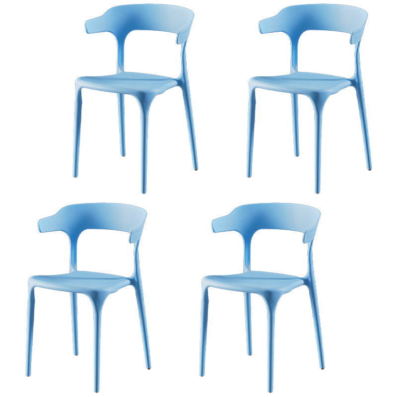 Sillas de comedor de plástico sin brazos, sillas auxiliares de comedor apilables escandinavas (juego de 4)