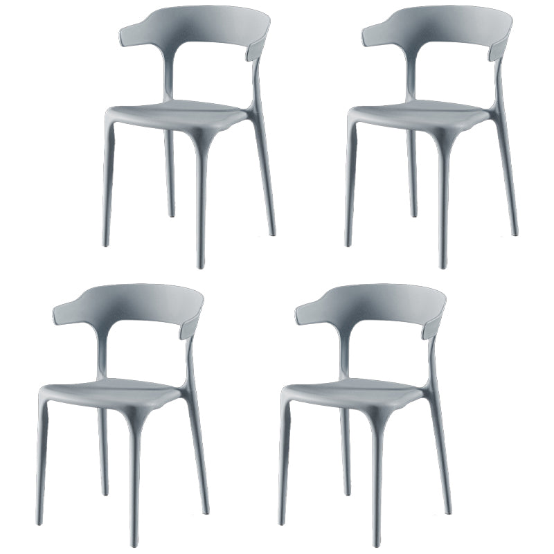 Sillas de comedor de plástico sin brazos, sillas auxiliares de comedor apilables escandinavas (juego de 4)