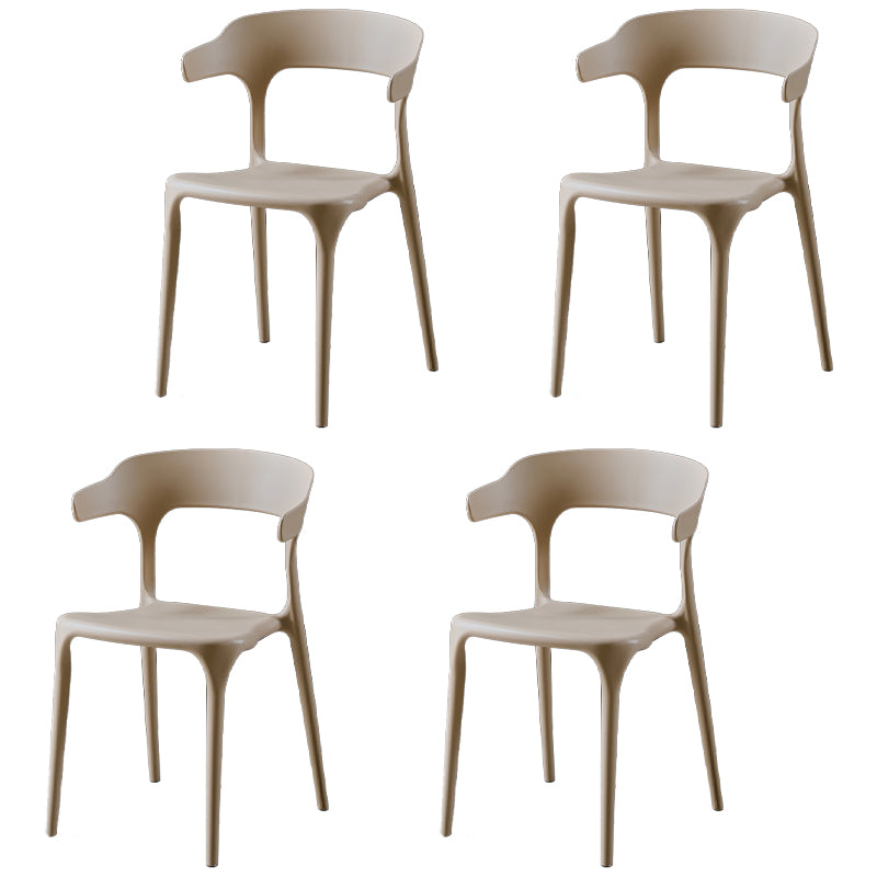 Sillas de comedor de plástico sin brazos, sillas auxiliares de comedor apilables escandinavas (juego de 4)