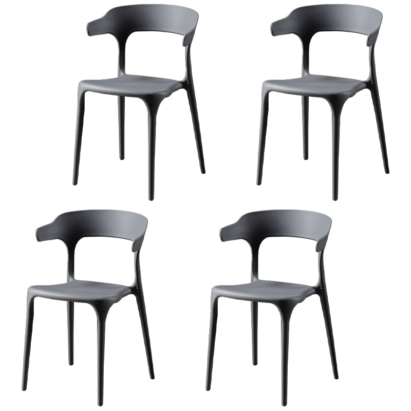 Sillas de comedor de plástico sin brazos, sillas auxiliares de comedor apilables escandinavas (juego de 4)