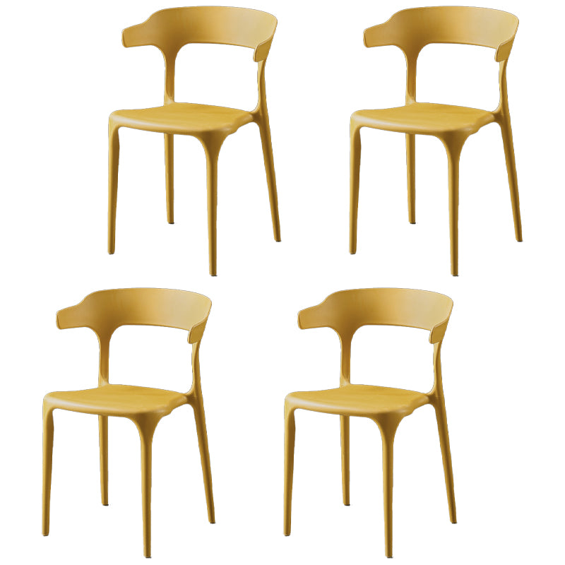 Sillas de comedor de plástico sin brazos, sillas auxiliares de comedor apilables escandinavas (juego de 4)