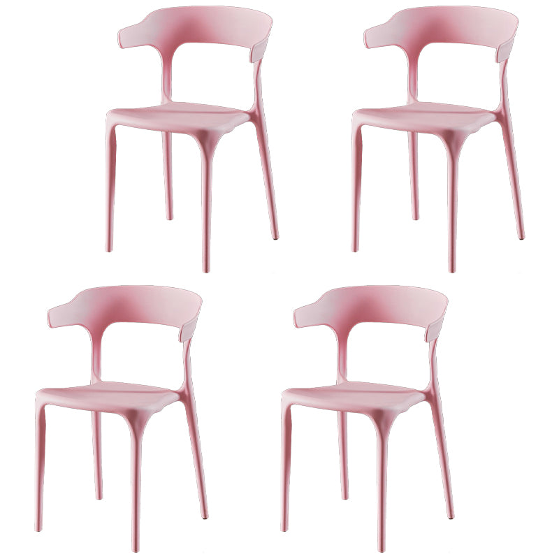 Sillas de comedor de plástico sin brazos, sillas auxiliares de comedor apilables escandinavas (juego de 4)
