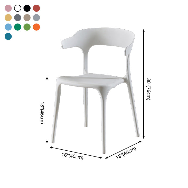 Sillas de comedor de plástico sin brazos, sillas auxiliares de comedor apilables escandinavas (juego de 4)