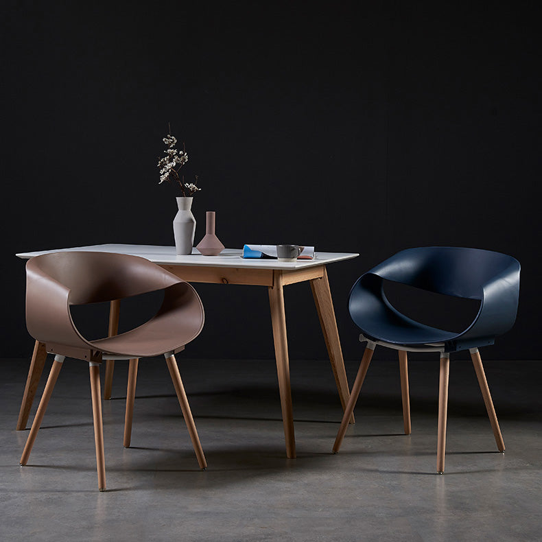 Sillas de comedor escandinavas sin brazos Sillas de comedor laterales con patas de madera (juego de 2)