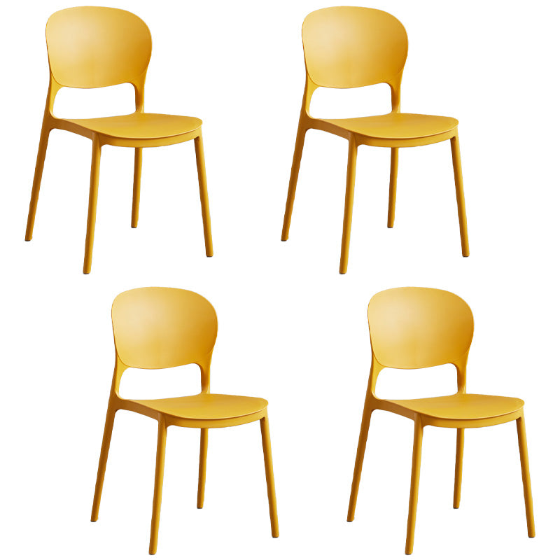 Silla de comedor escandinava de plástico sin brazos, sillas auxiliares apilables (juego de 4)
