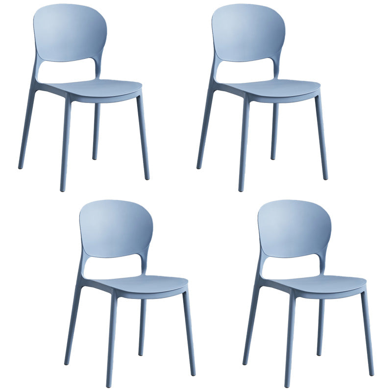 Silla de comedor escandinava de plástico sin brazos, sillas auxiliares apilables (juego de 4)