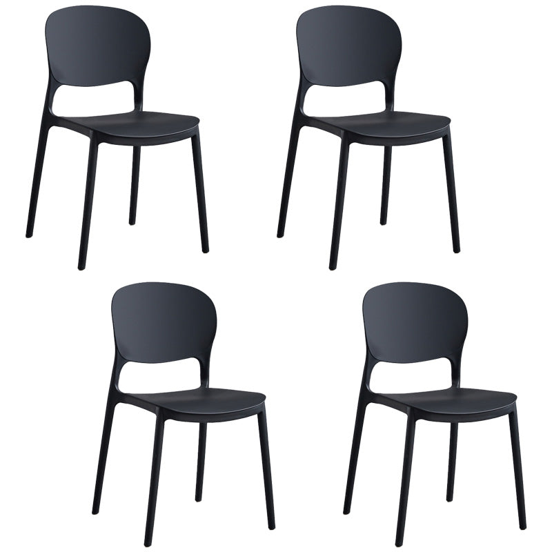 Silla de comedor escandinava de plástico sin brazos, sillas auxiliares apilables (juego de 4)