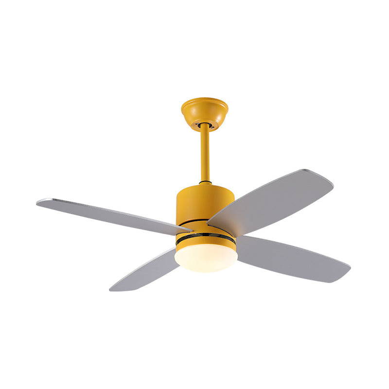 Cylindre Semi Flush Mounted lampe moderne métallique vert / gris / jaune 4 lames LED de ventilateur suspendu léger, 42 "W