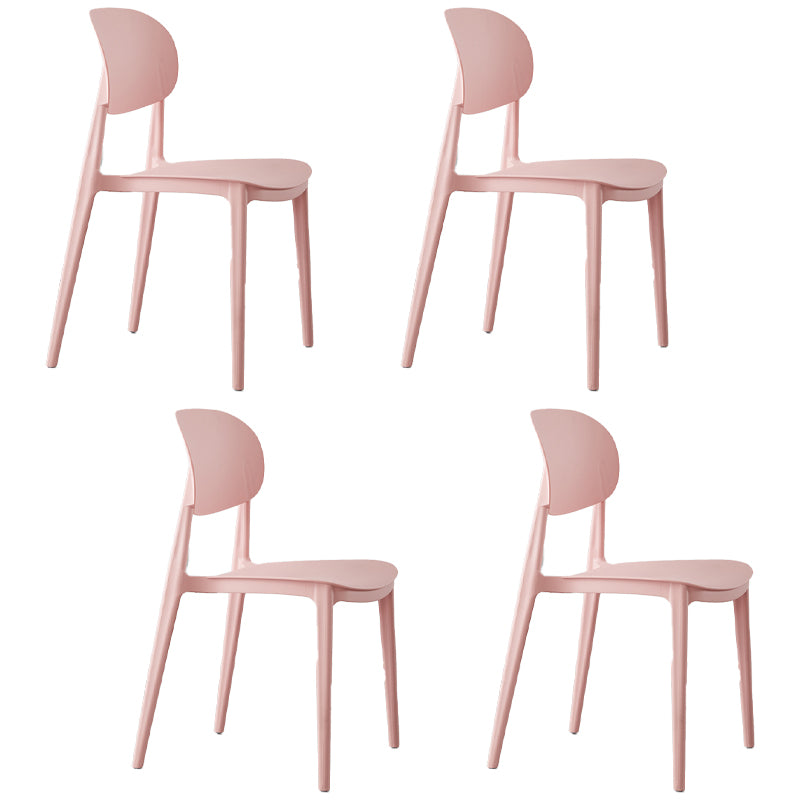 Chaise de salle à manger sans accoudoirs à dossier ouvert Chaises d'appoint empilables en plastique (Ensemble de 4)