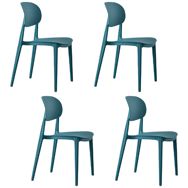 Chaise de salle à manger sans accoudoirs à dossier ouvert Chaises d'appoint empilables en plastique (Ensemble de 4)