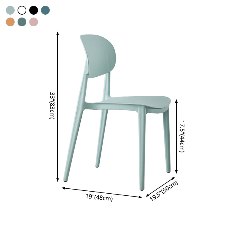 Chaise de salle à manger sans accoudoirs à dossier ouvert Chaises d'appoint empilables en plastique (Ensemble de 4)