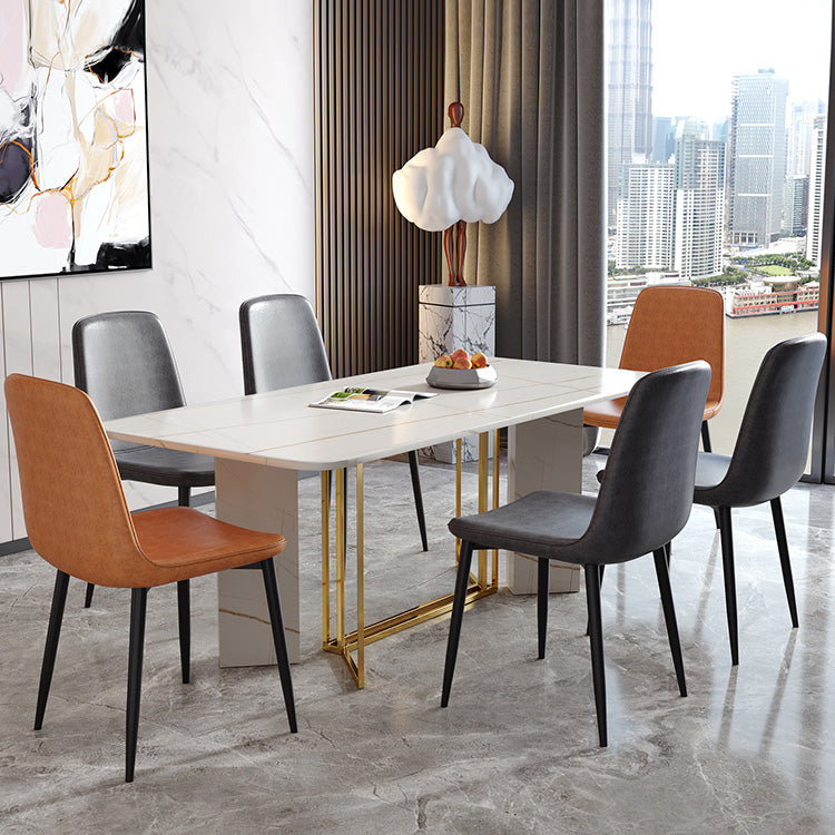 Modern Metal Indoor-Outdoor Chair Dining Room Solid Back Armless Single Chair