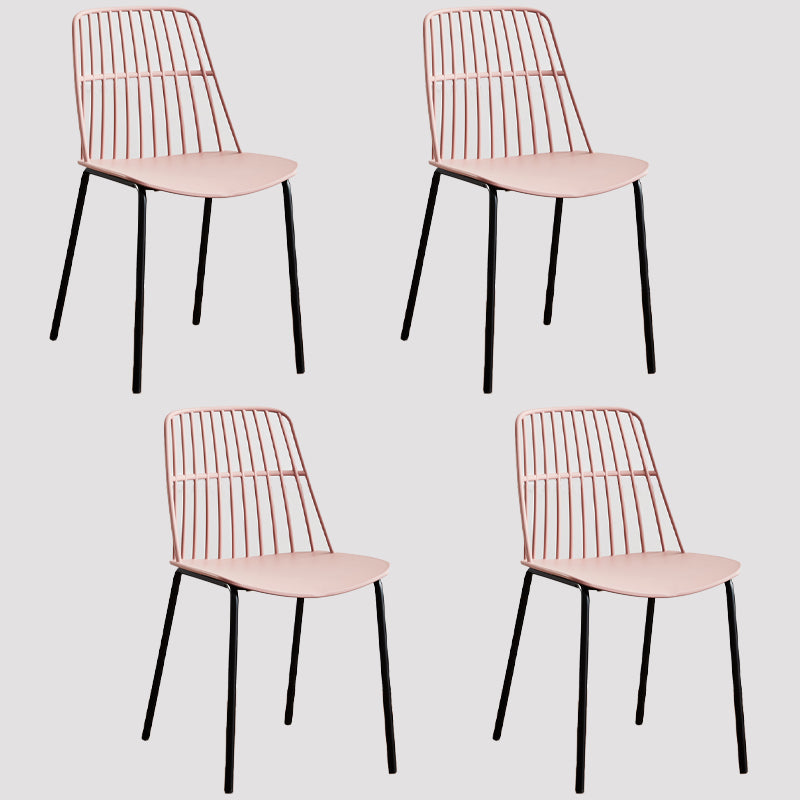 Accueil Salle à manger Chaises sans accoudoirs Chaises d'appoint de salle à manger avec pieds en métal (Ensemble de 4)