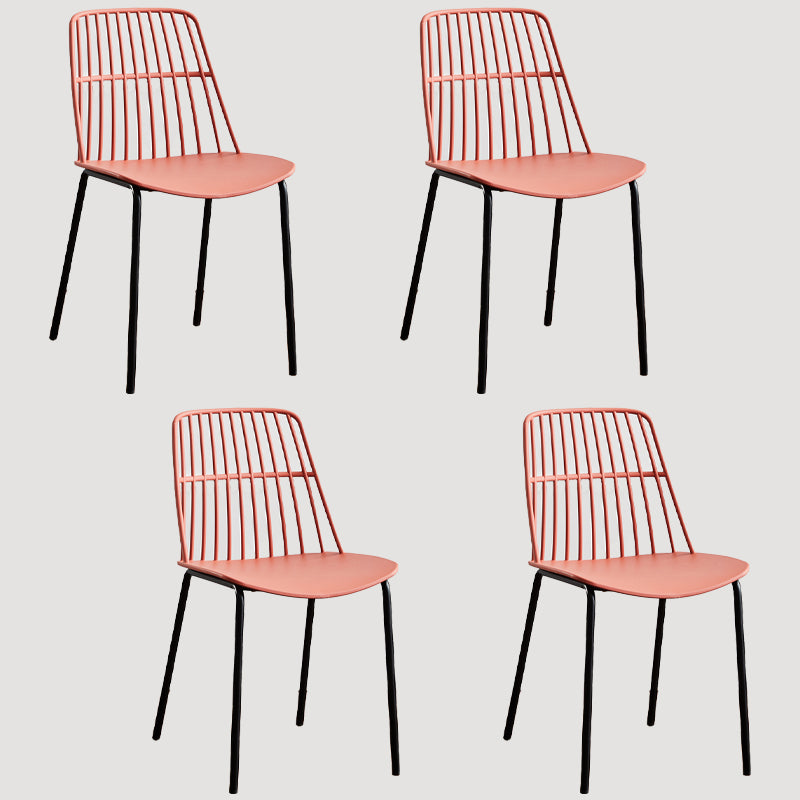 Accueil Salle à manger Chaises sans accoudoirs Chaises d'appoint de salle à manger avec pieds en métal (Ensemble de 4)