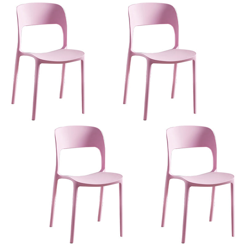 Chaises d'appoint empilables en plastique Chaise de salle à manger sans accoudoirs à dossier ouvert (Ensemble de 4)