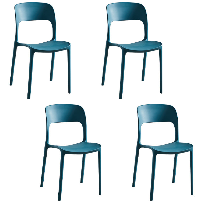Chaises d'appoint empilables en plastique Chaise de salle à manger sans accoudoirs à dossier ouvert (Ensemble de 4)