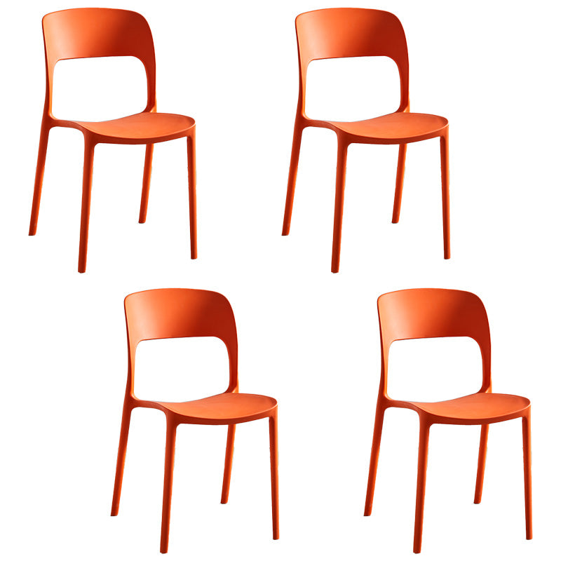 Chaises d'appoint empilables en plastique Chaise de salle à manger sans accoudoirs à dossier ouvert (Ensemble de 4)