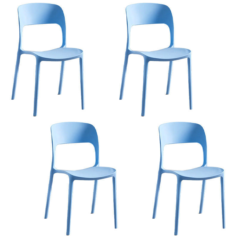 Chaises d'appoint empilables en plastique Chaise de salle à manger sans accoudoirs à dossier ouvert (Ensemble de 4)