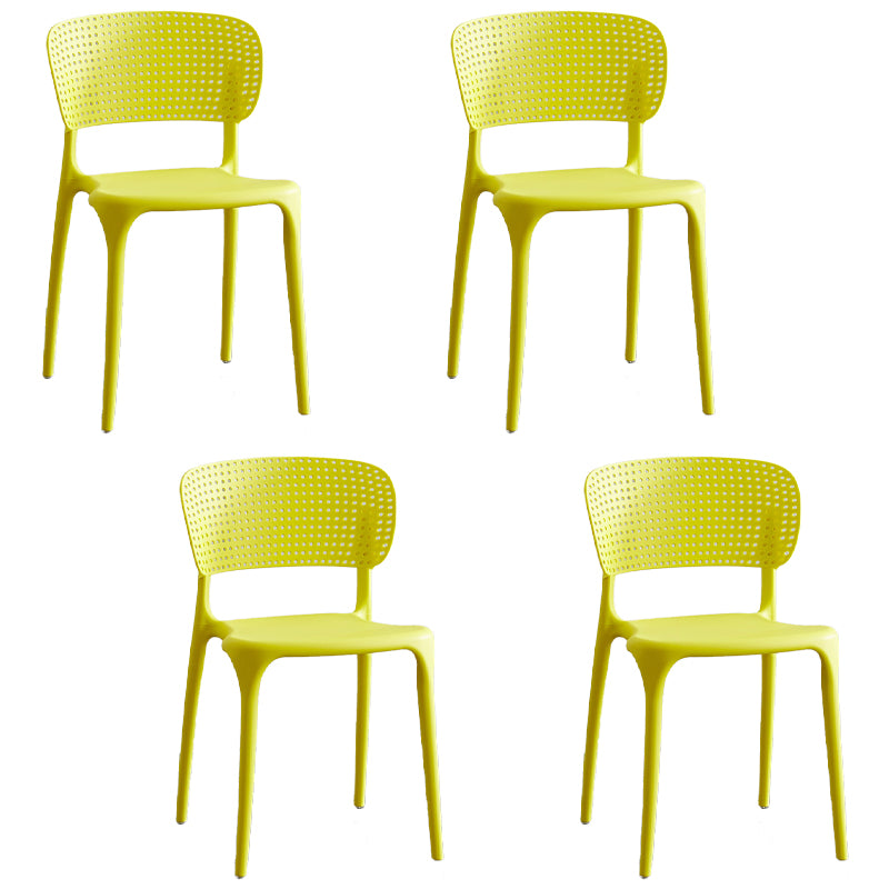 Chaises d'appoint de salle à manger empilables en plastique Chaises de salle à manger sans accoudoirs à dossier ouvert (Ensemble de 4)