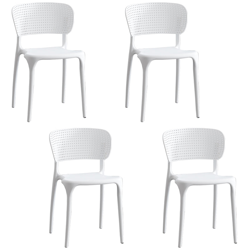 Chaises d'appoint de salle à manger empilables en plastique Chaises de salle à manger sans accoudoirs à dossier ouvert (Ensemble de 4)