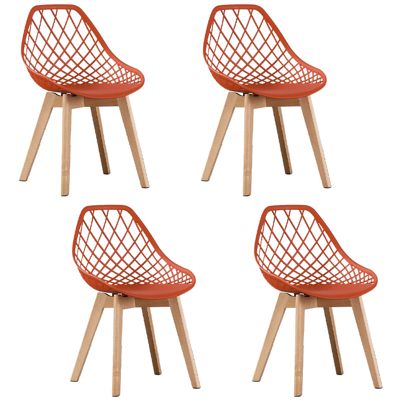 Eames Armless Dining Chairs Side Dining Chairs with Wood Legs (Set of 4)