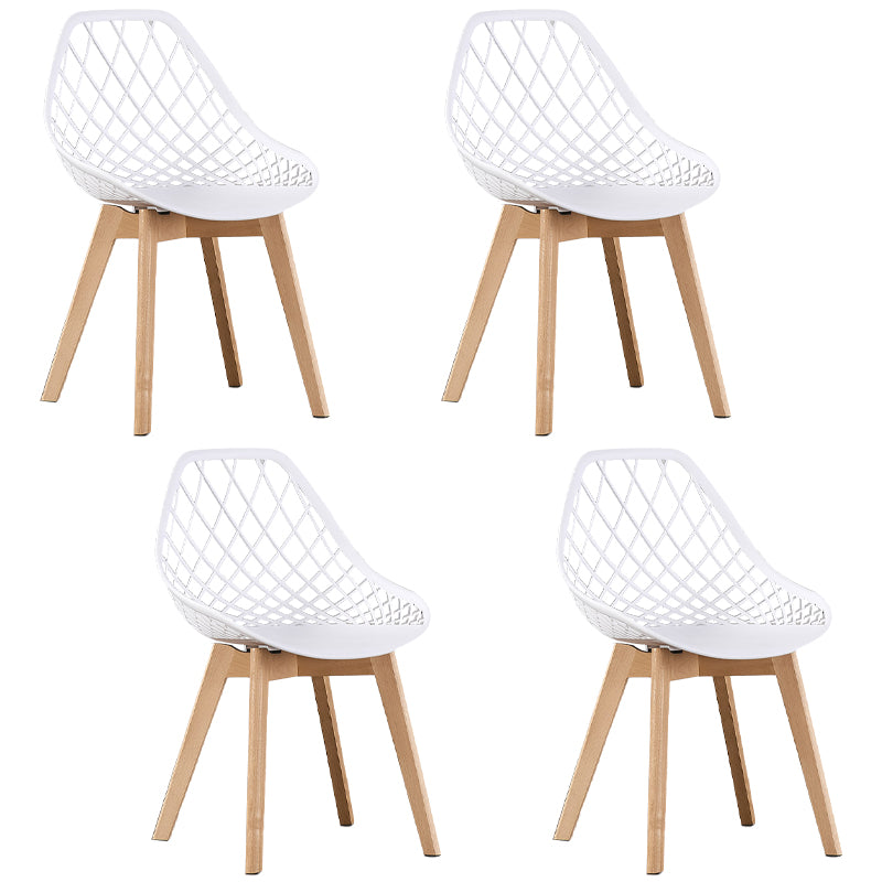 Eames Armless Dining Chairs Side Dining Chairs with Wood Legs (Set of 4)