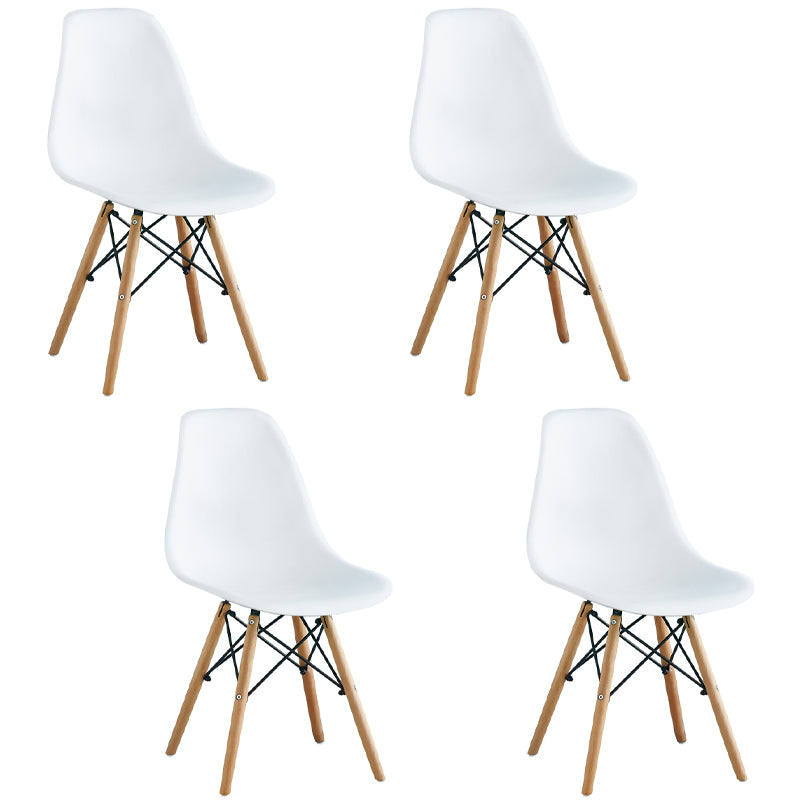 Armless Dining Chairs Eames Side Dining Chairs with Wood Legs (Set of 4)