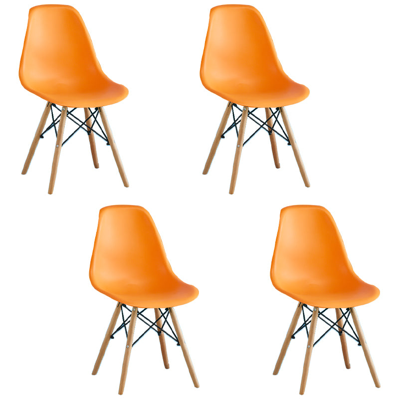 Armless Dining Chairs Eames Side Dining Chairs with Wood Legs (Set of 4)