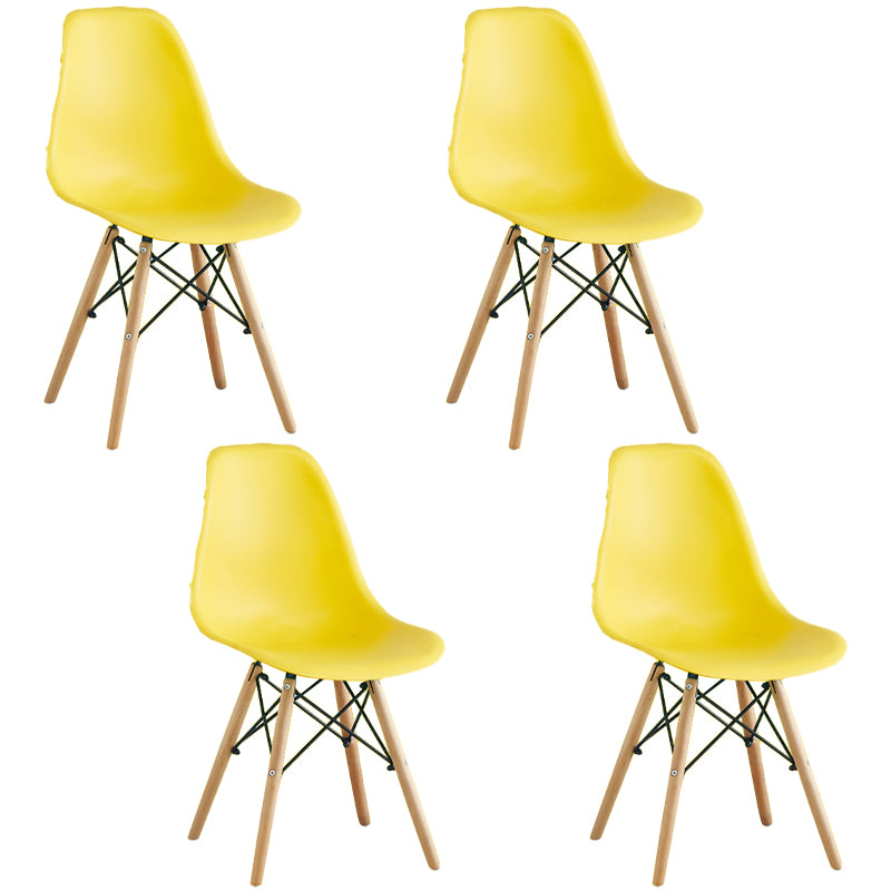 Armless Dining Chairs Eames Side Dining Chairs with Wood Legs (Set of 4)