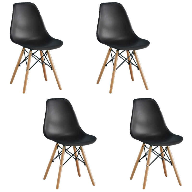Armless Dining Chairs Eames Side Dining Chairs with Wood Legs (Set of 4)