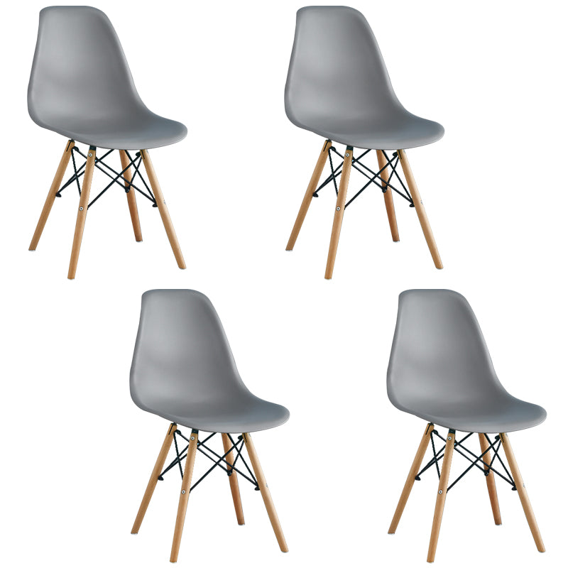 Armless Dining Chairs Eames Side Dining Chairs with Wood Legs (Set of 4)